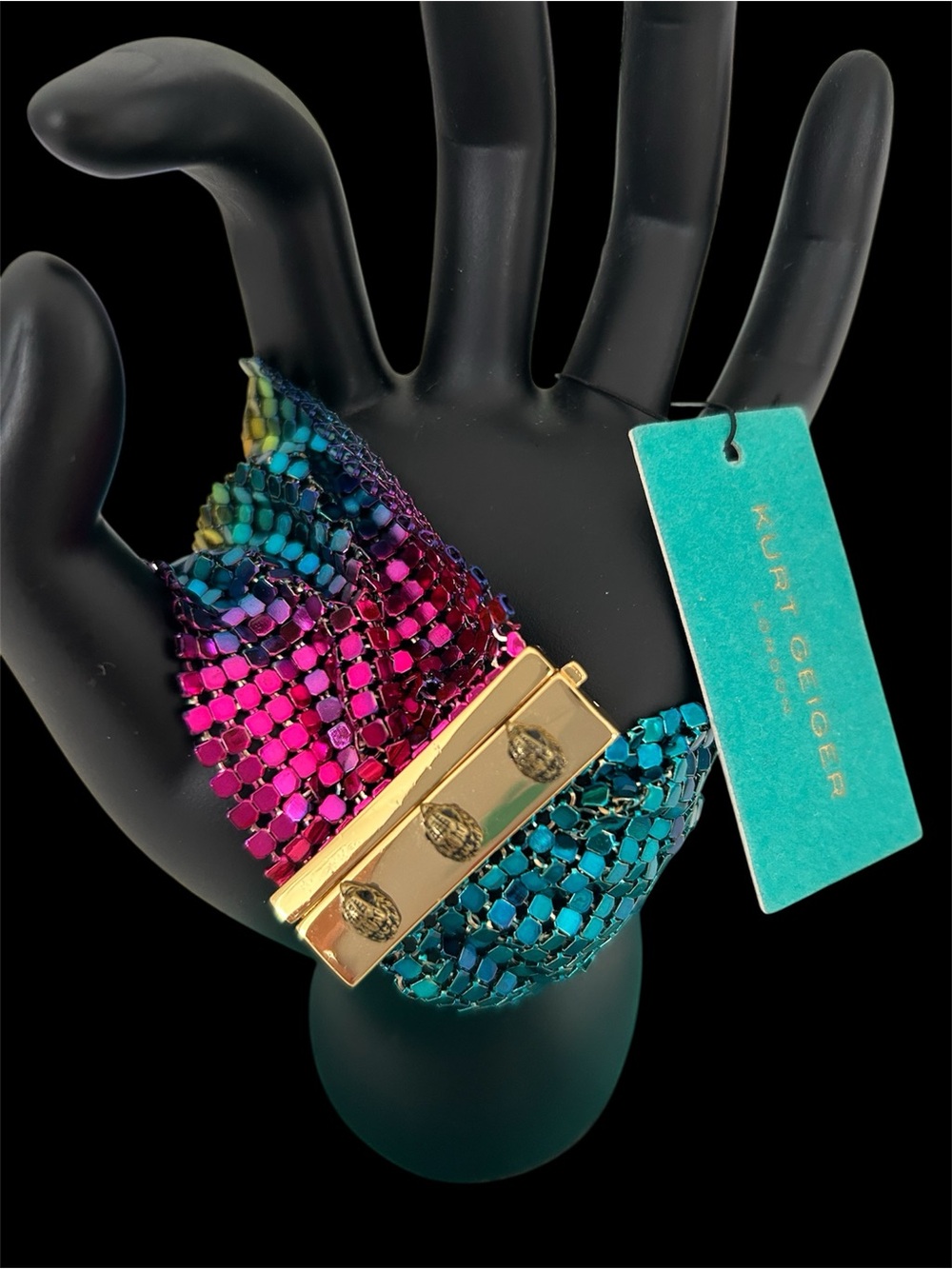 Kurt Geiger Magnetic Clap Rainbow Sequin bracelet.